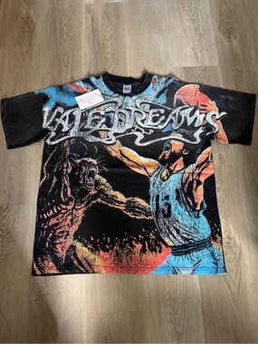 Vale - Vale Dreams Jesus VS Devil Tee in Black with Multi-Color Print